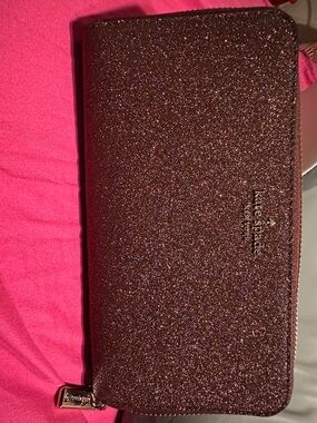 kate spade glitter zip wallet - deep rose shimmer